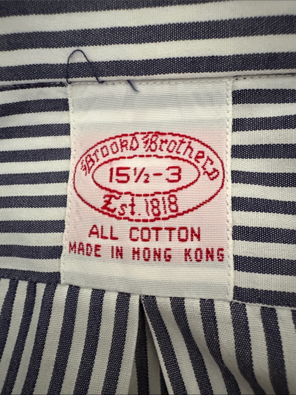 Vintage Brooks Brothers Navy/Grey and White Striped Button-Up Shirt
